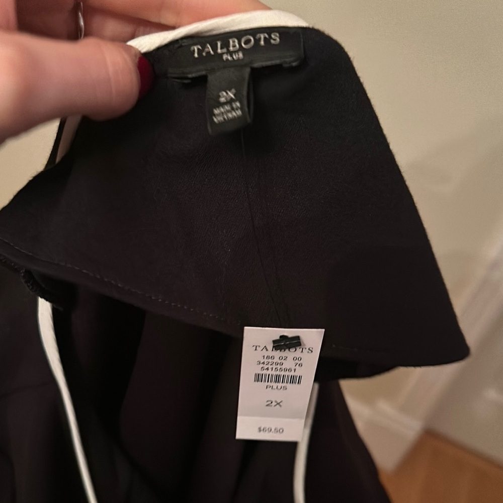 Talbots Black Bateau Neck 3/4 Sleeve Blouse - Picture 5 of 6